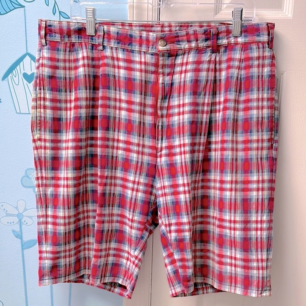 Vintage Brooks Brothers Madras Plaid 100% Cotton Men's Shorts Size 38 Made USA !
